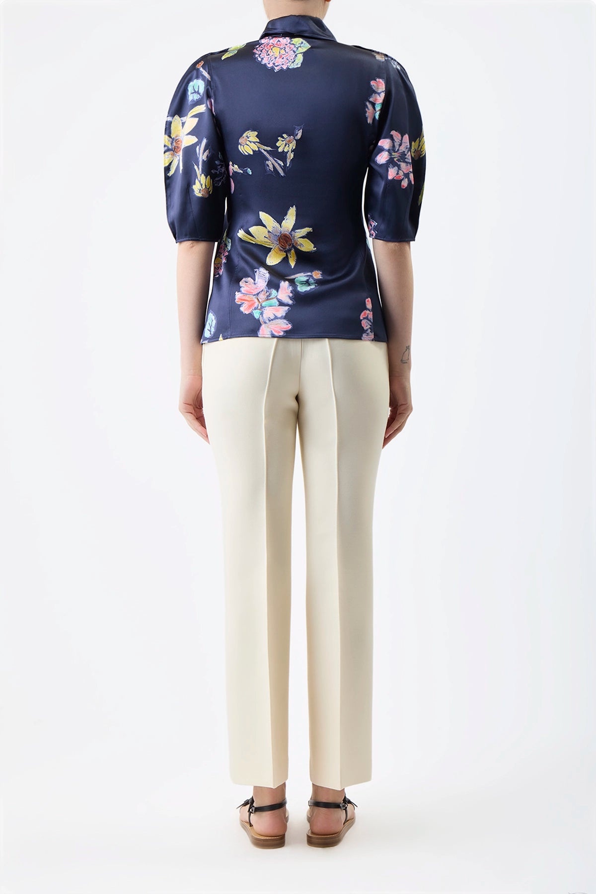 Gabriel Pant in Silk Wool Cady - 4