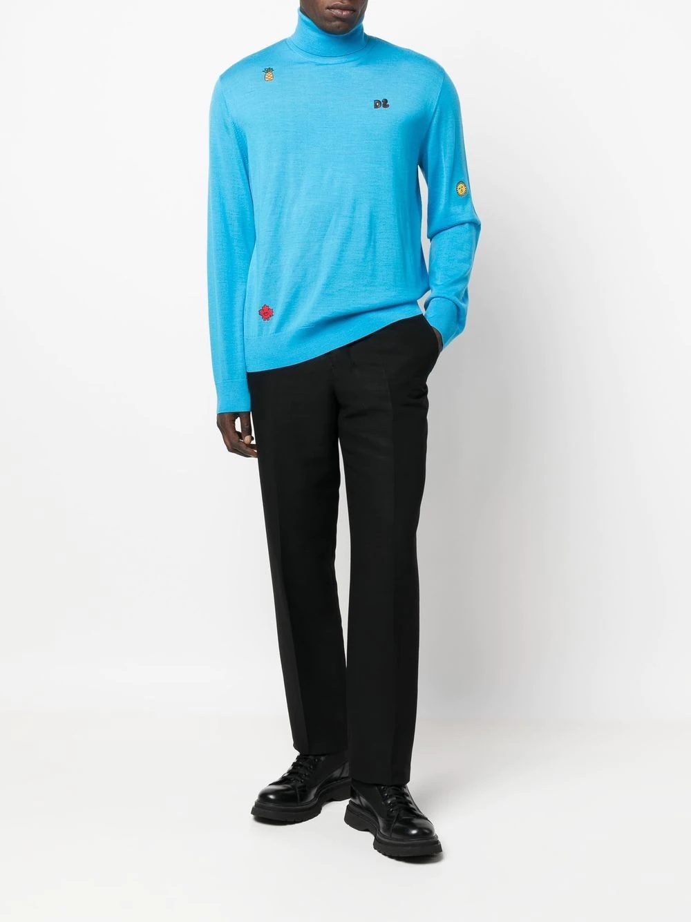 logo-embroidered rollneck jumper - 2