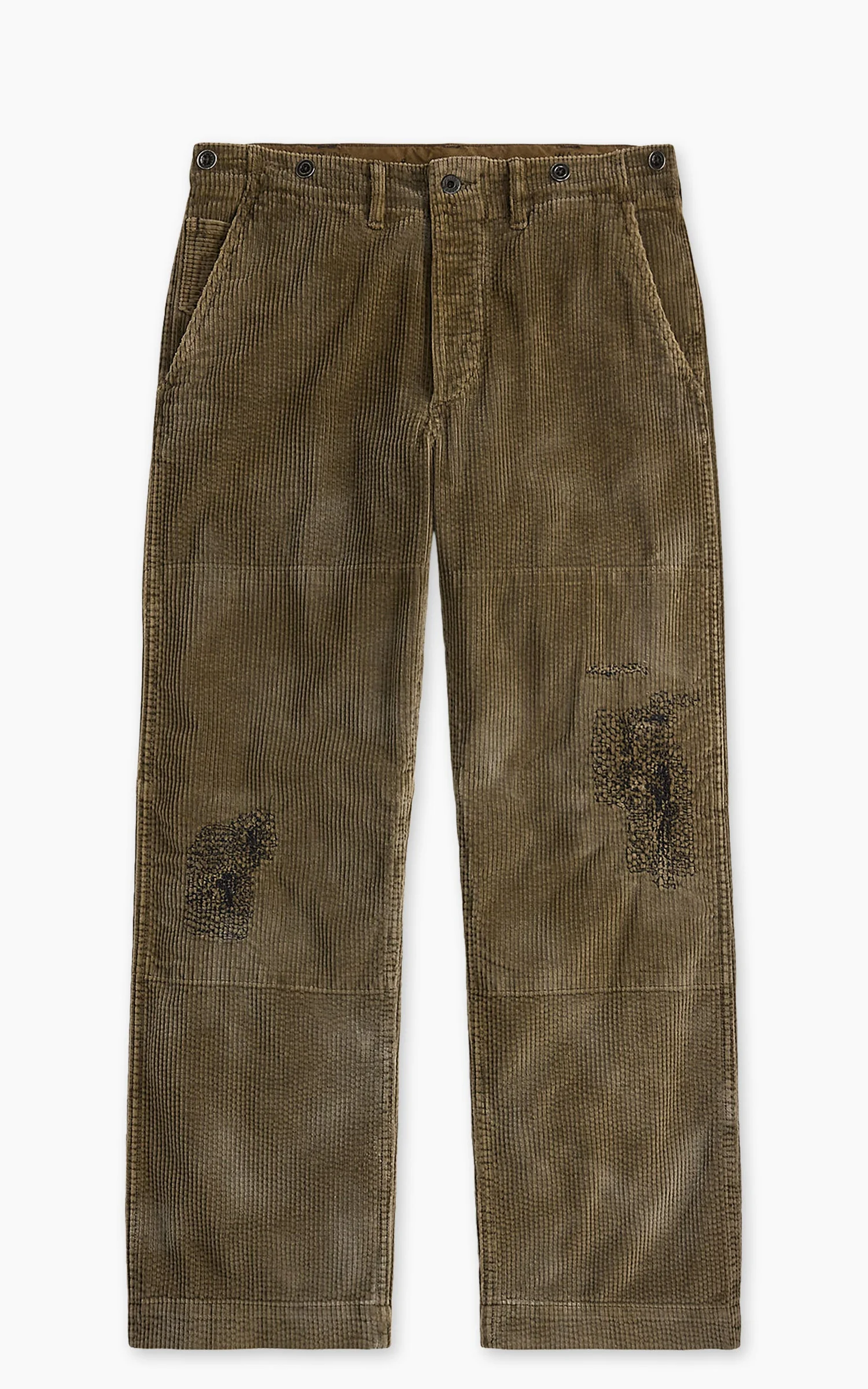 RRL REPAIRED CORDUROY FIELD PANT DISTRESSED BROWN - 1