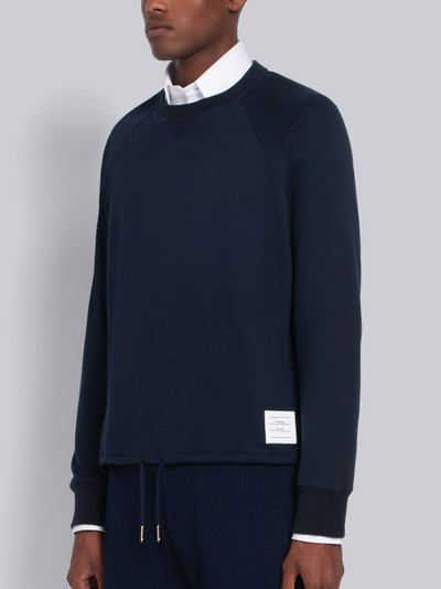 Thom Browne Navy Solid Loopback Waist Drawstring Crewneck Sweatshirt outlook