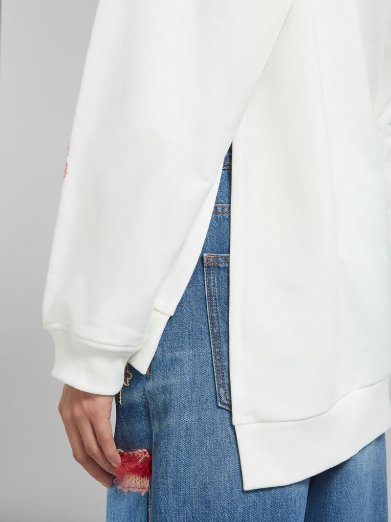 WHITE COTTON HOODIE WITH MARNI POPPIES 5