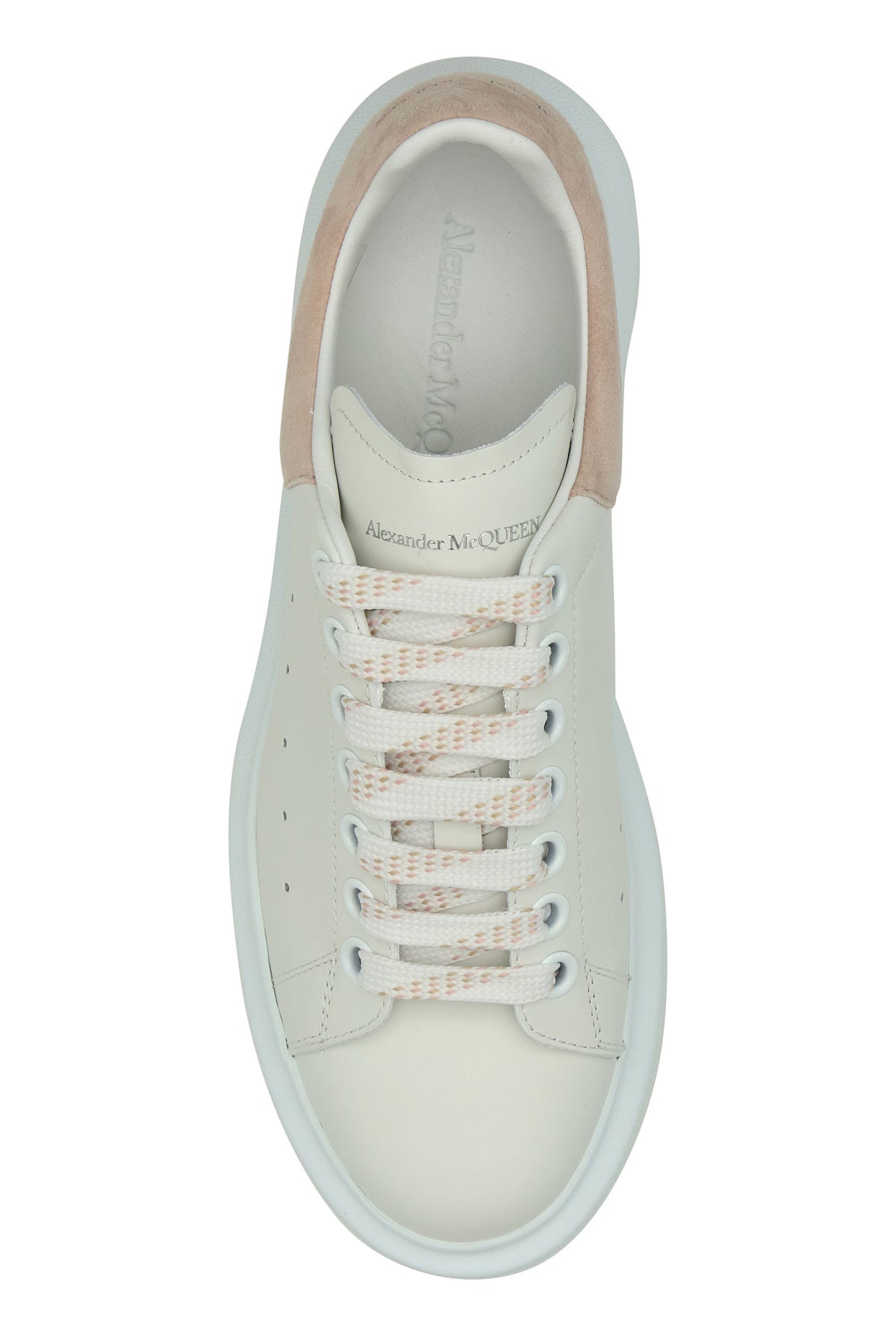 White leather sneakers with powder pink suede heel - 4