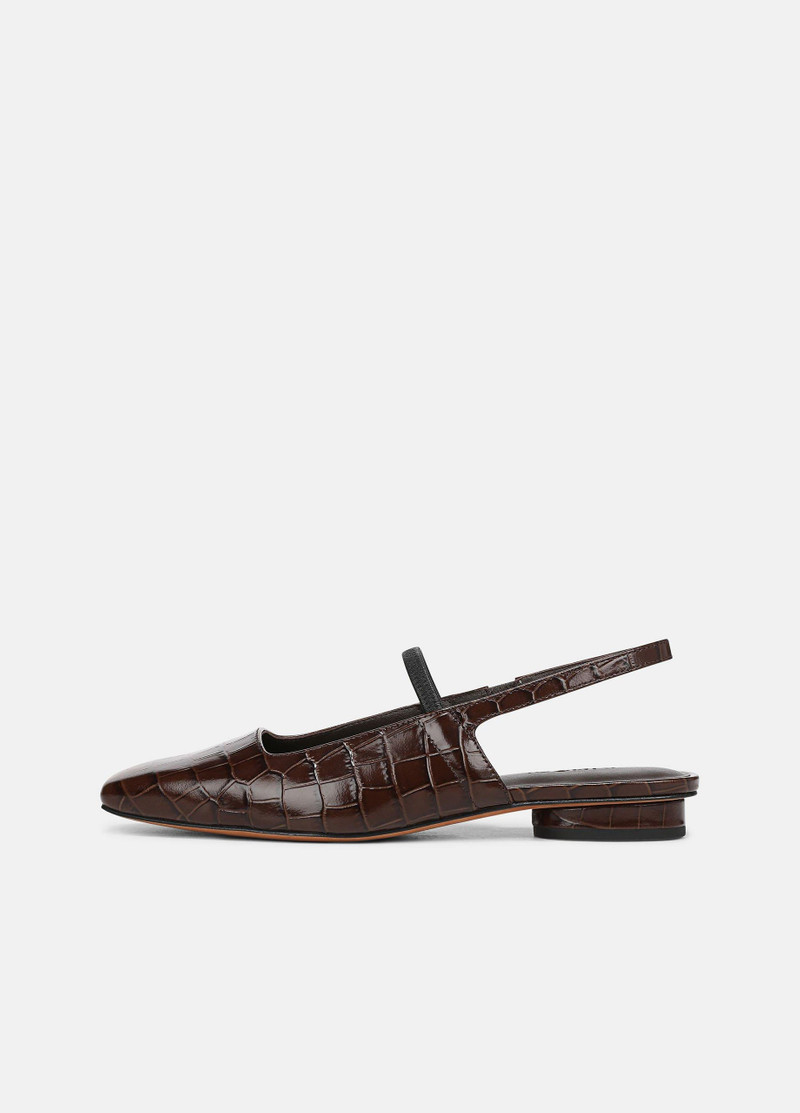 Venice Croc-Embossed Leather Slingback Flat 1