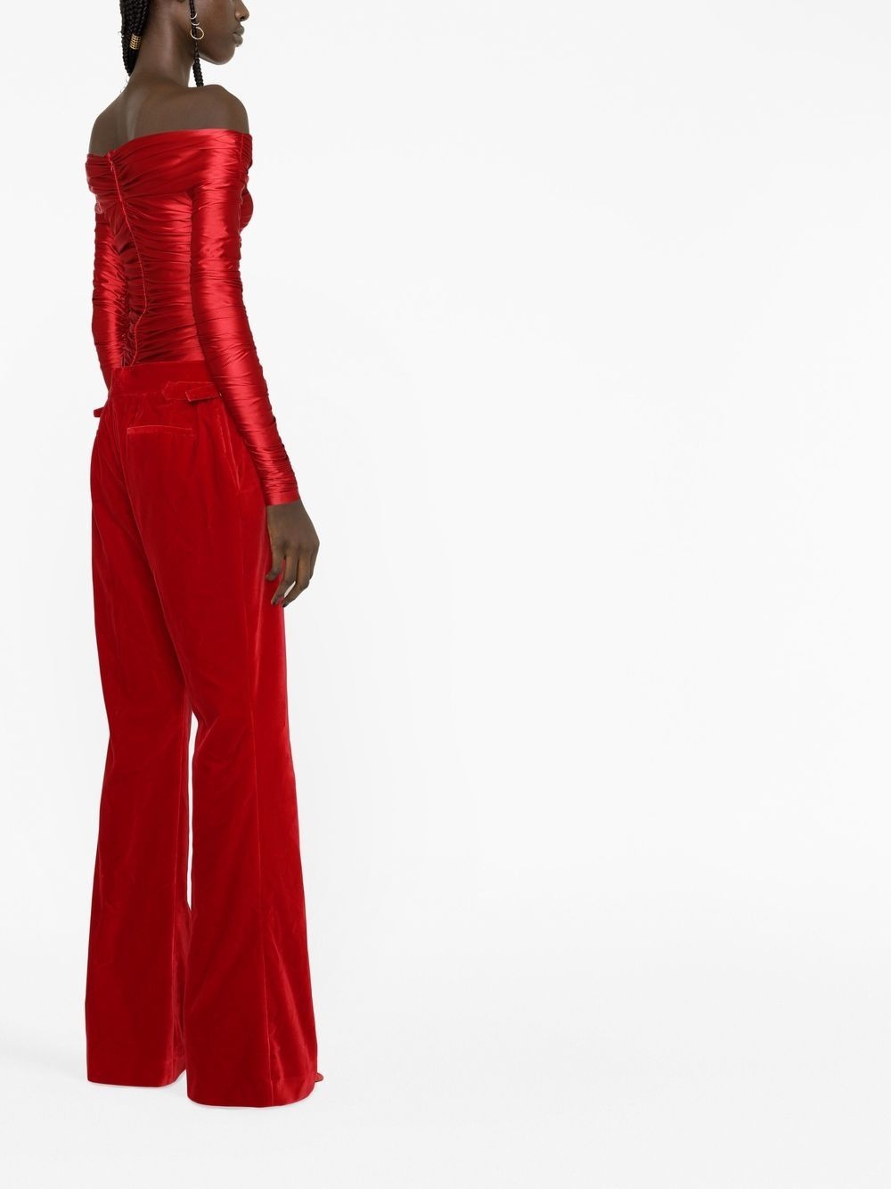 velvet bootcut trousers - 4