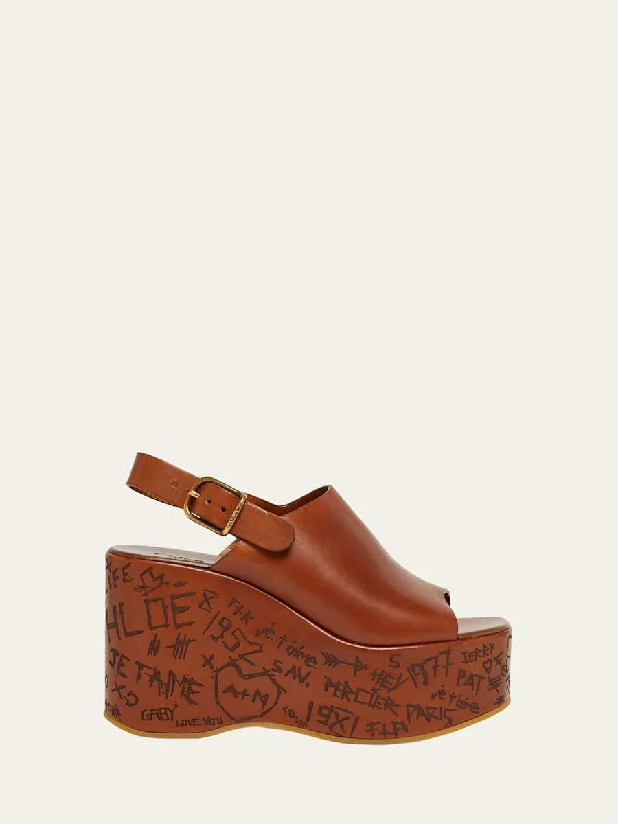 Maxime Leather Slingback Platform Sandals - 1