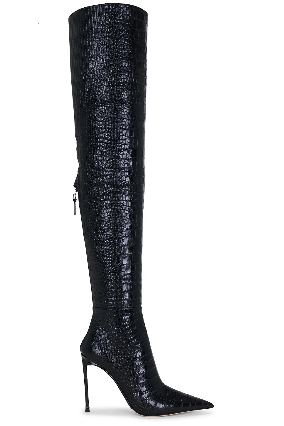 Shiny Stamped Croc Thigh High Boot - 1