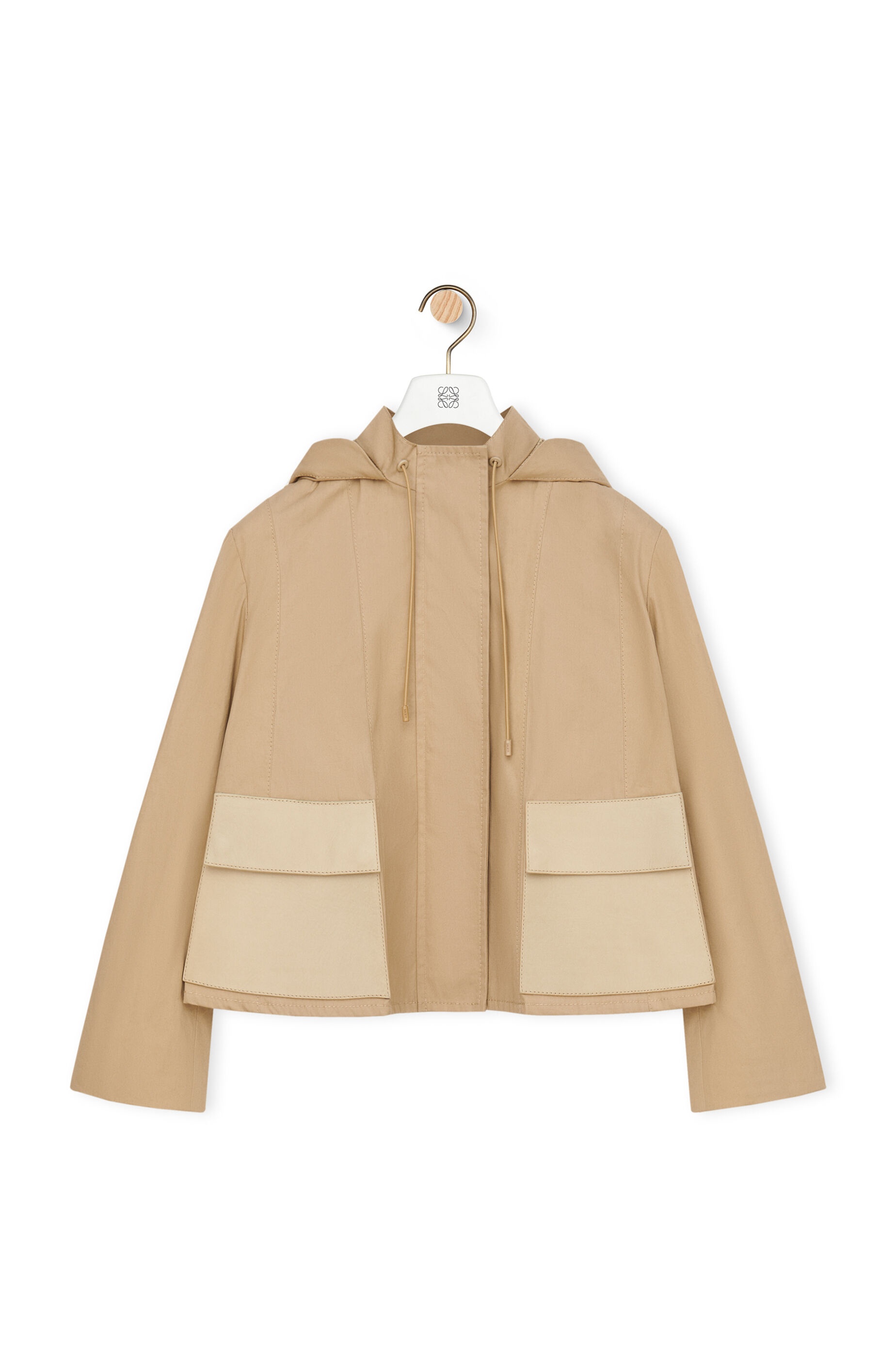Short hooded parka in technical cotton gabardine - 1