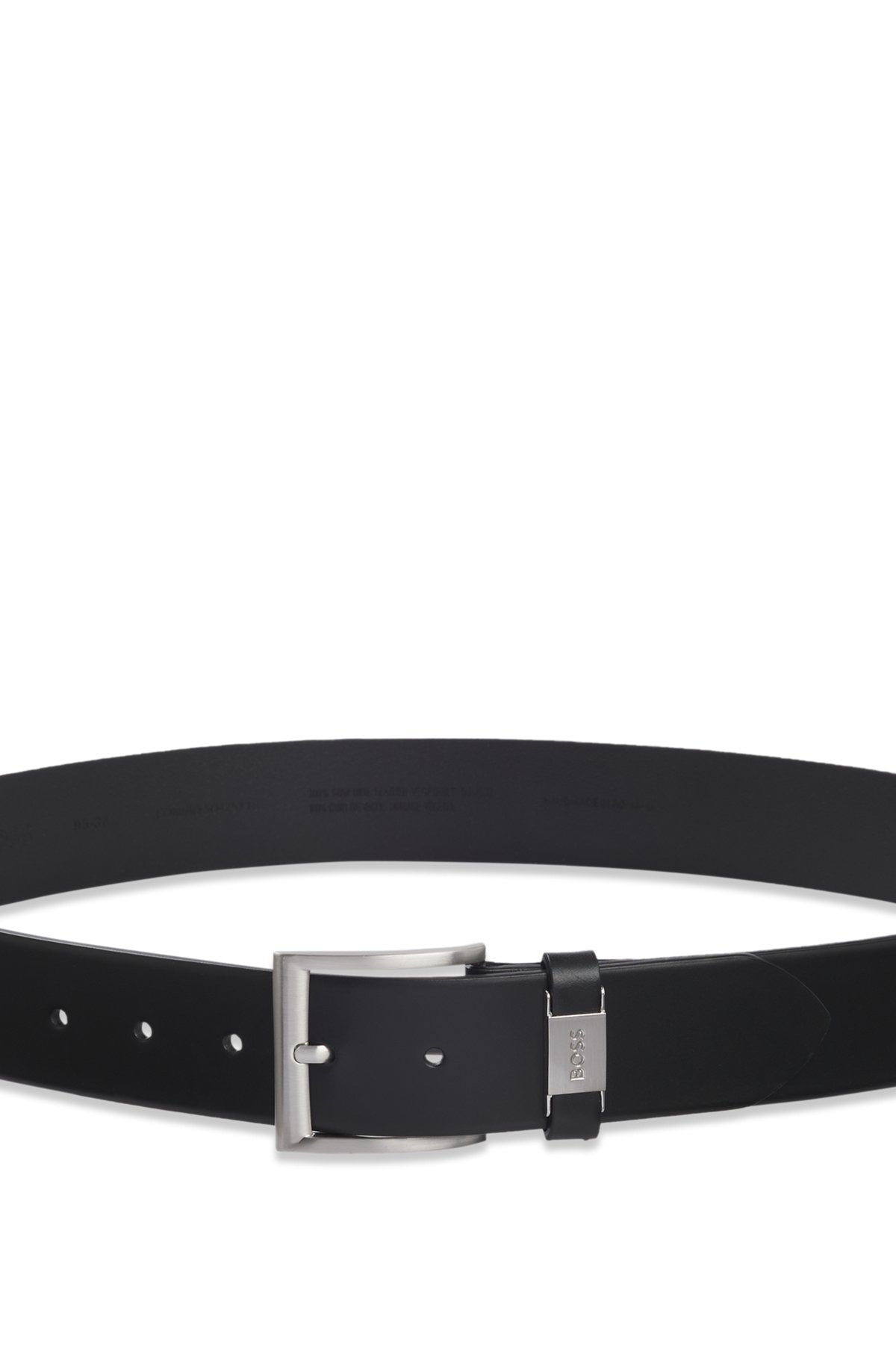 ITALIAN-LEATHER BELT WITH LOGO KEEPER AND BRUSHED HARDWARE - 4
