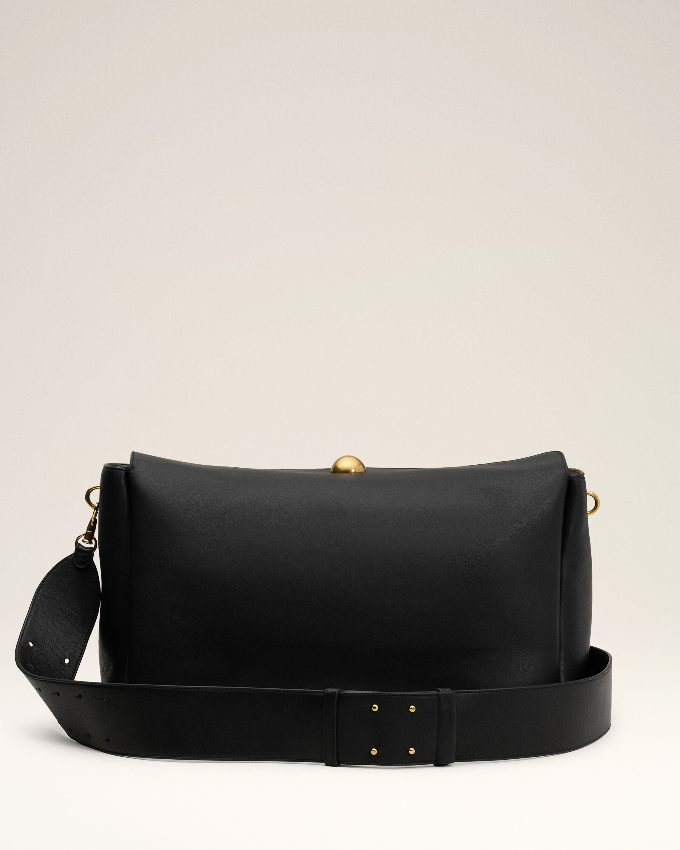BLACK LEATHER LARGE CARROUSEL BAG - 3