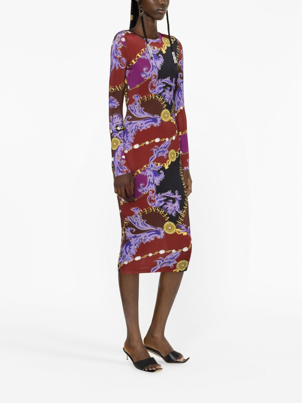 baroque-print midi dress - 3
