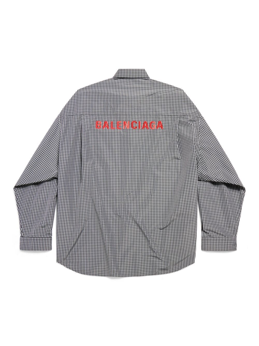logo-print check-pattern shirt - 5