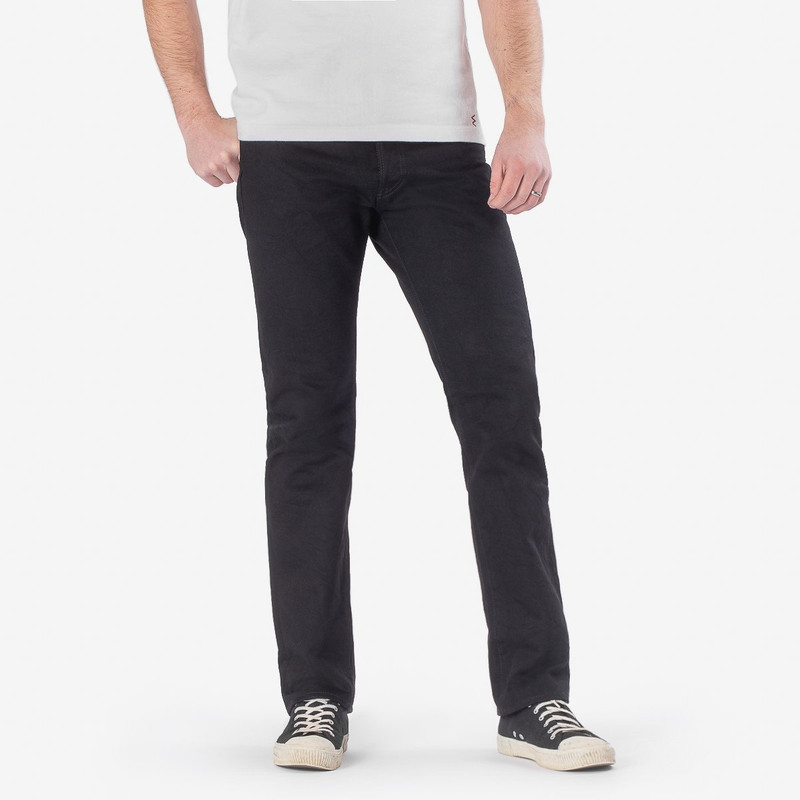 Iron Heart IH-888S-142bb 14oz Selvedge Denim Medium/High Rise Tapered Cut Jeans - Black/Black outlook