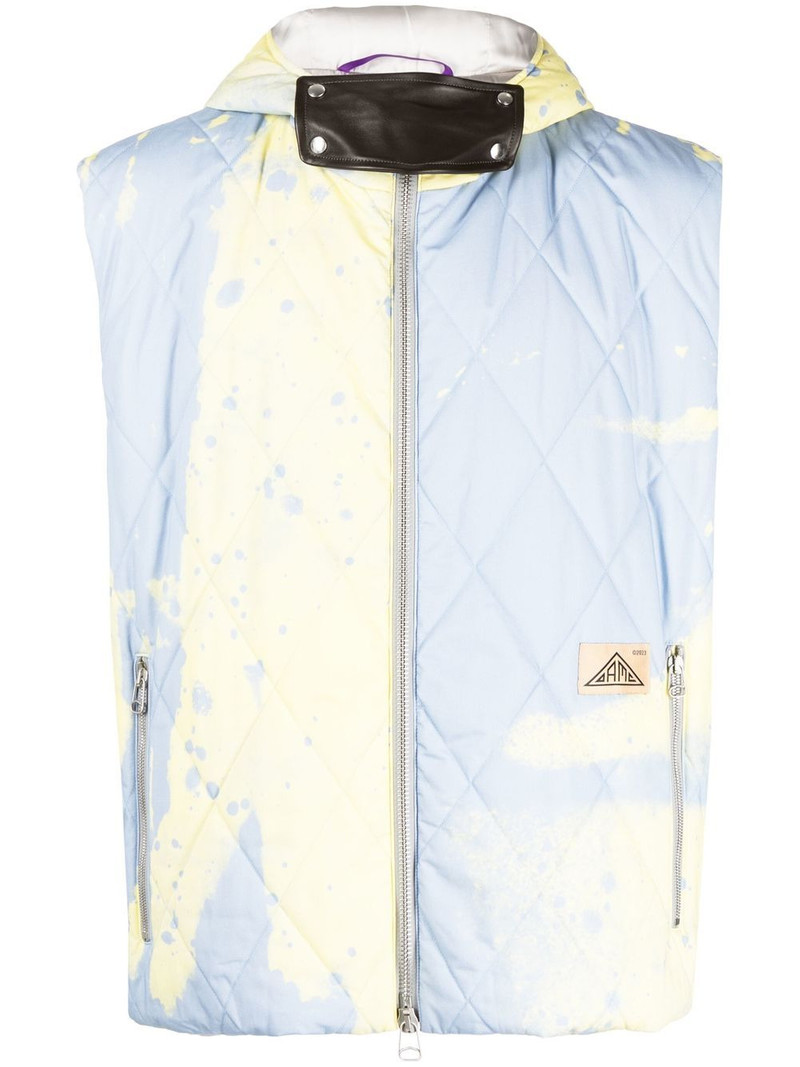 abstract-print hooded gilet 1