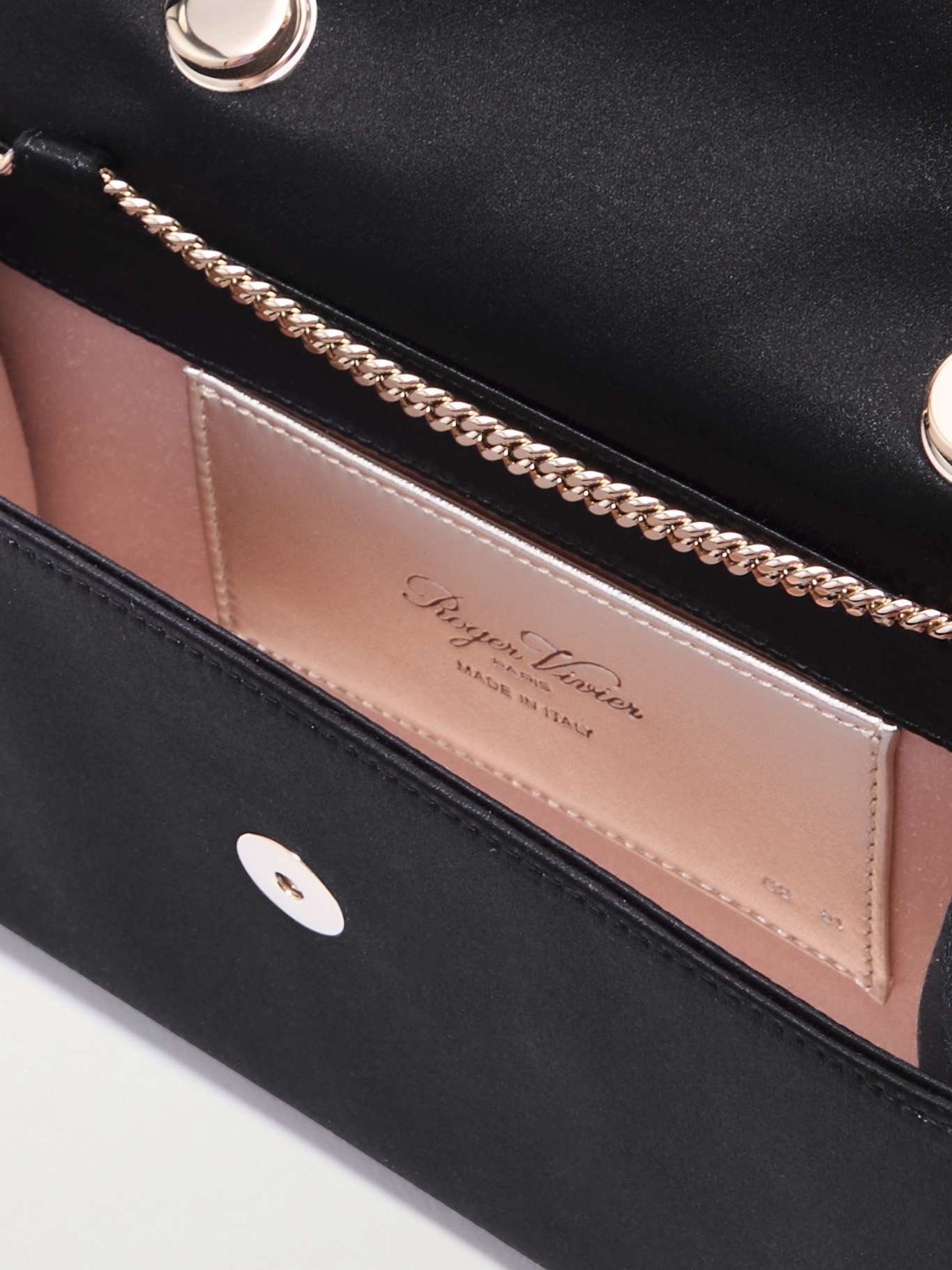 Flower crystal-embellished satin clutch - 5