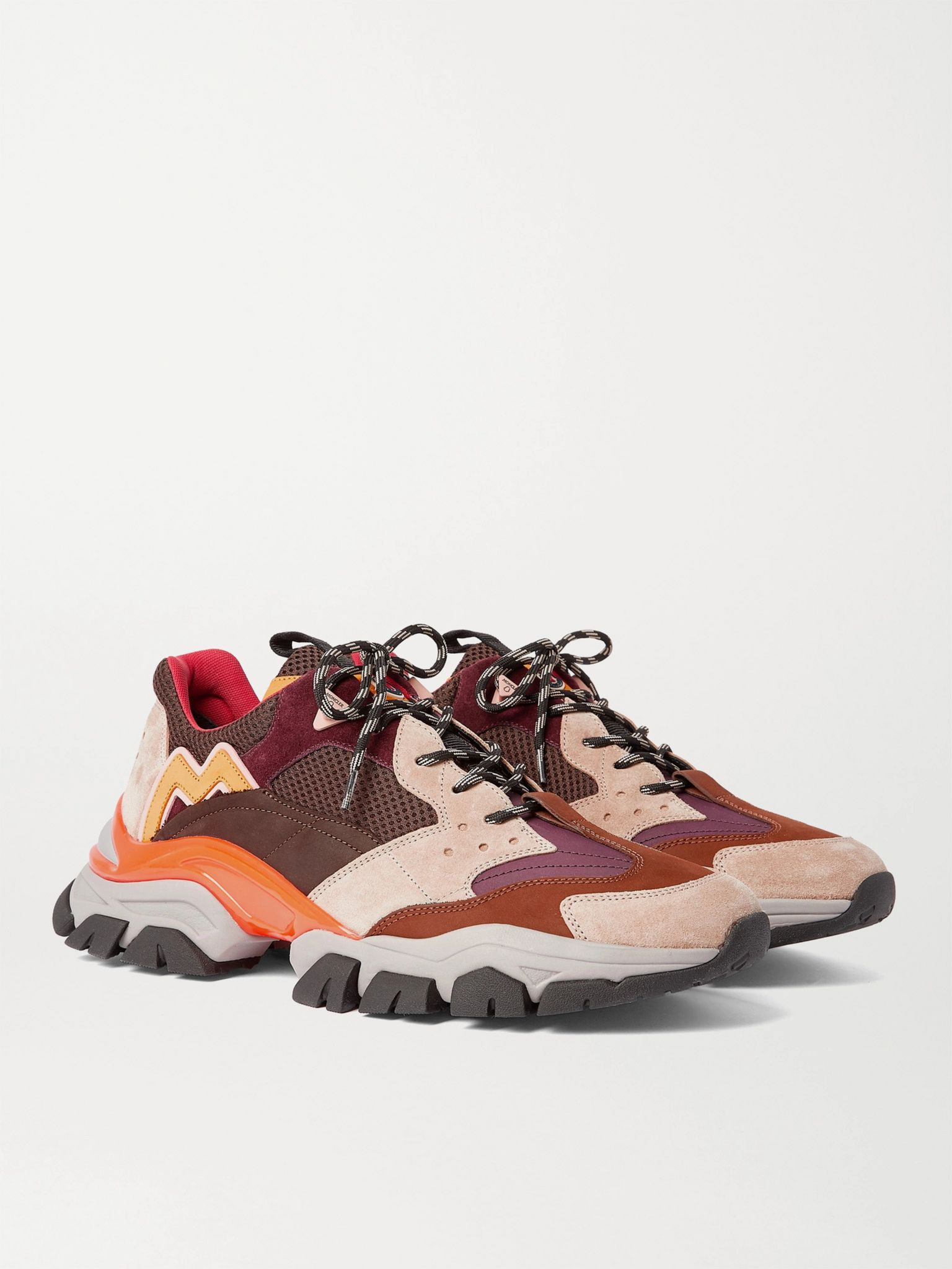 Leave No Trace Leather, Suede and Mesh Sneakers Burgundy - 3