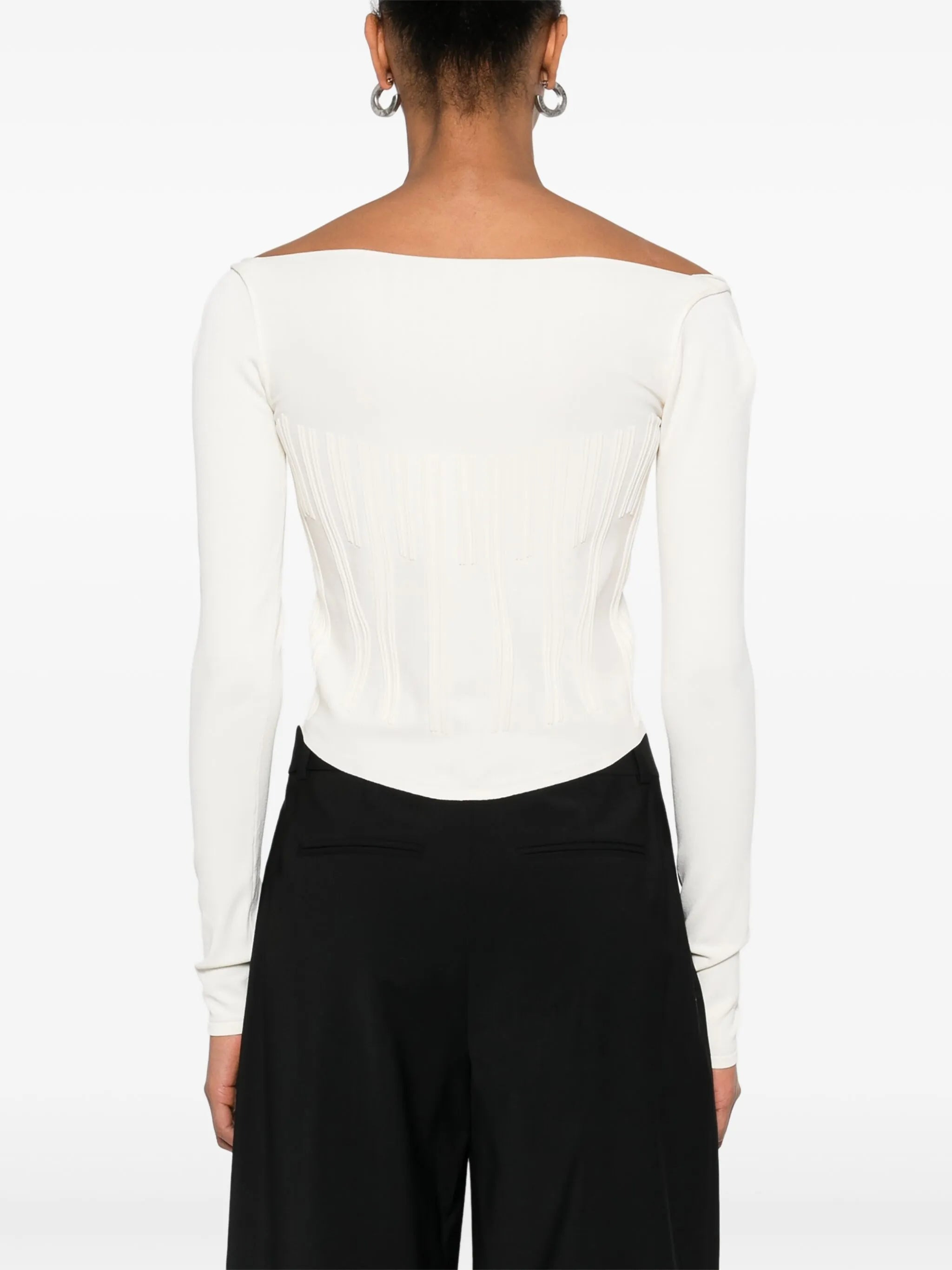 boning-detail sweater - 4