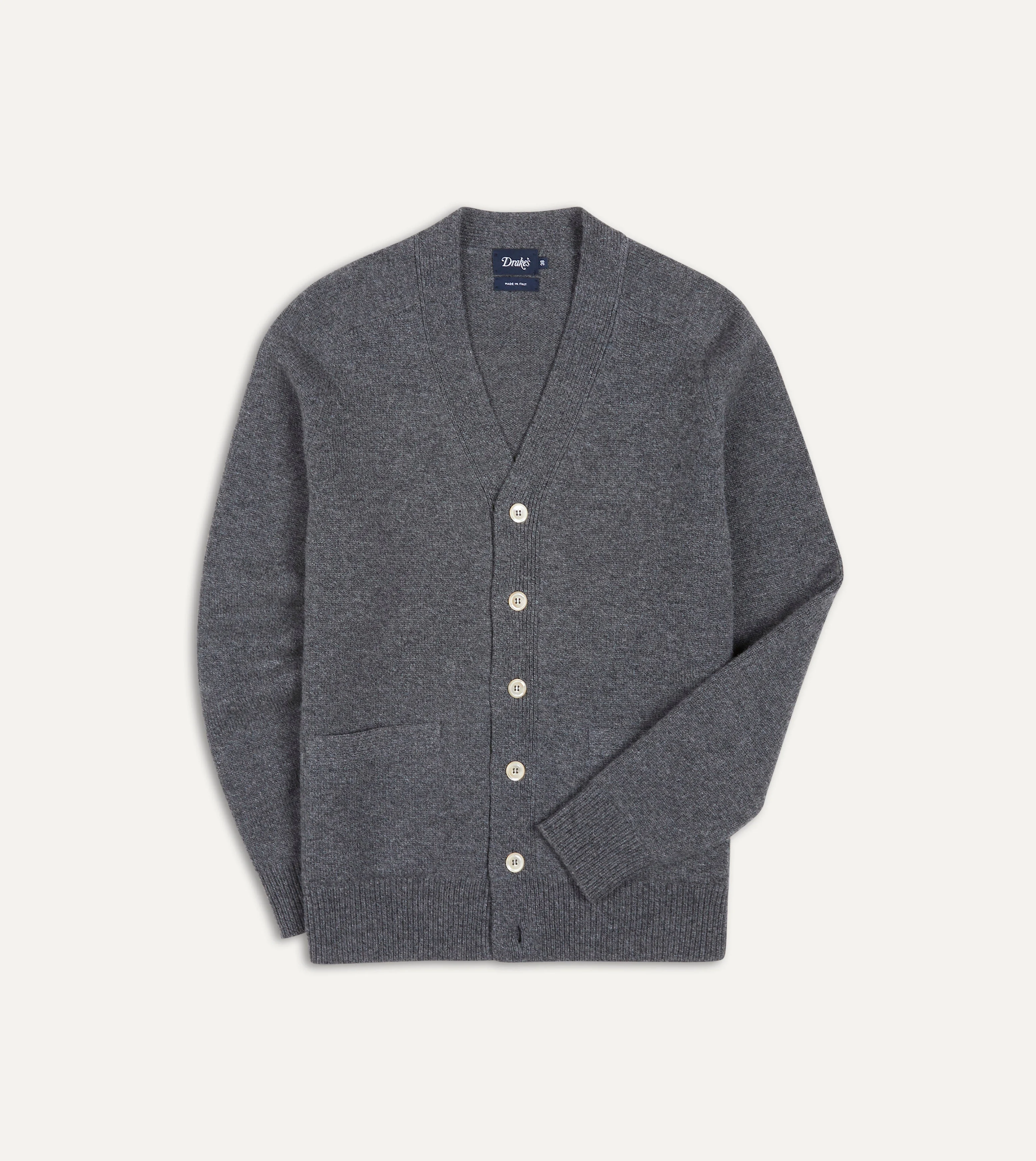 Grey Lambswool 6 Button Cardigan - 1