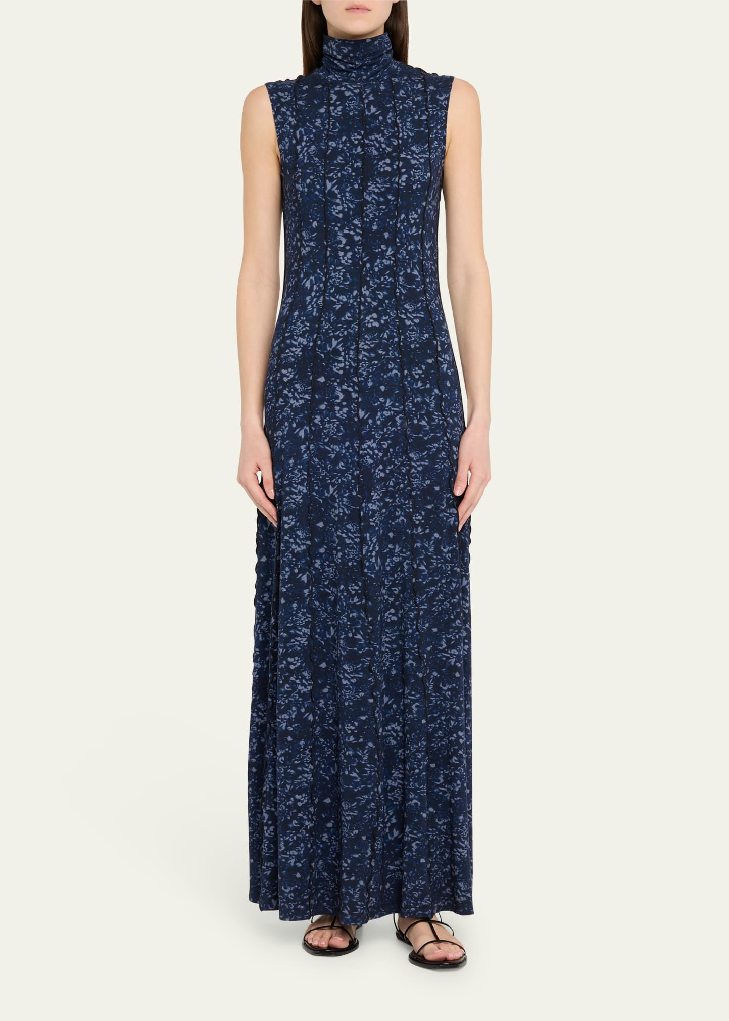 Valentina Printed Jersey Turtleneck Maxi Dress - 2