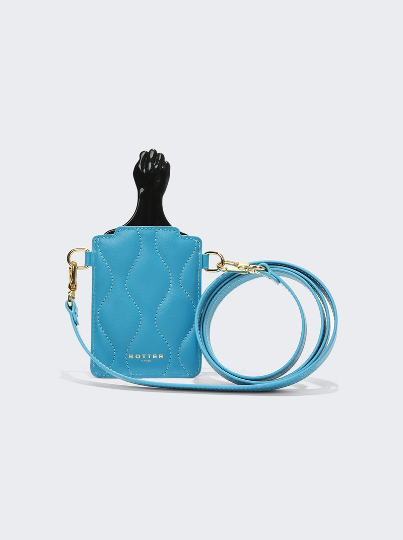 Afro Comb with Padded Leather Bag Blue 6