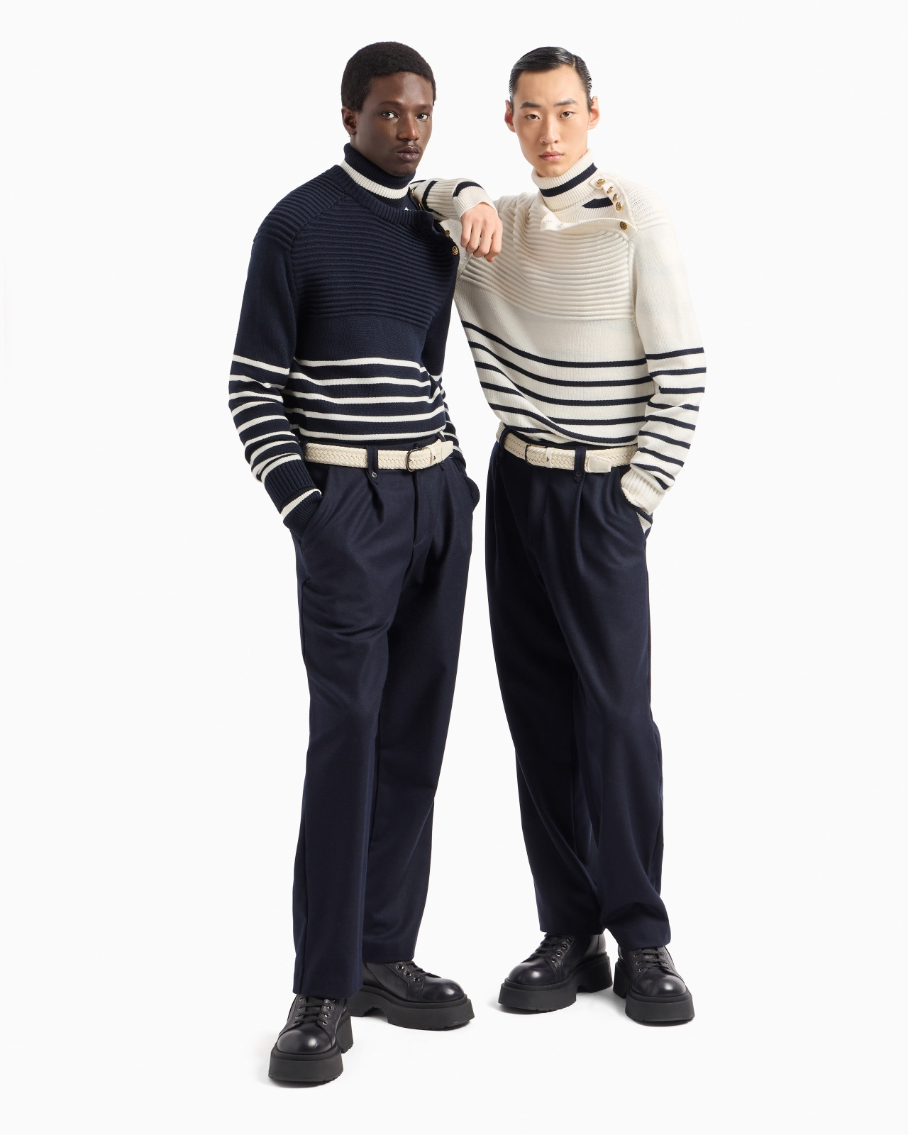 Ribbed, striped wool-blend rollneck jumper - 4