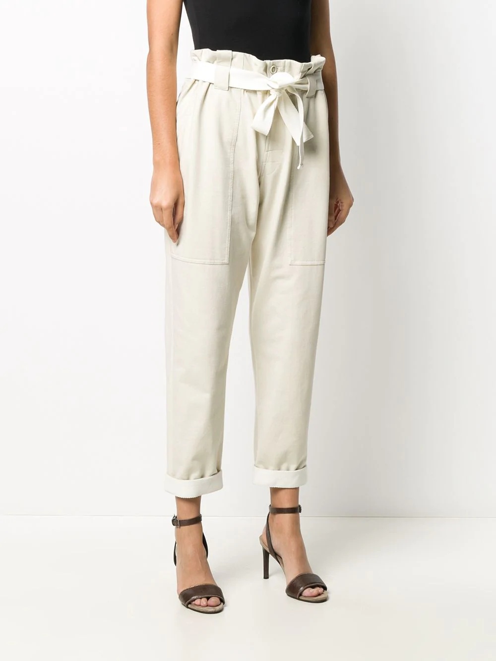 tie-fastening tapered trousers - 3