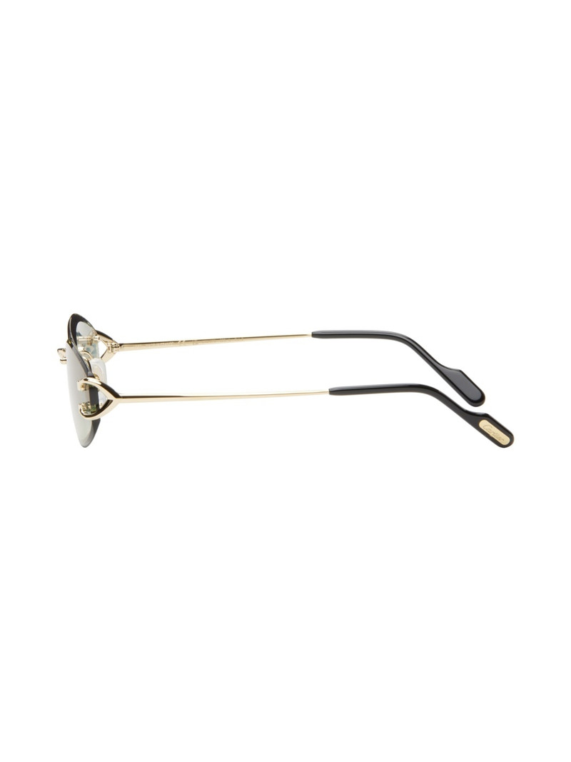 Gold & Green 'Signature C de Cartier' Geometrical Metal Sunglasses 3