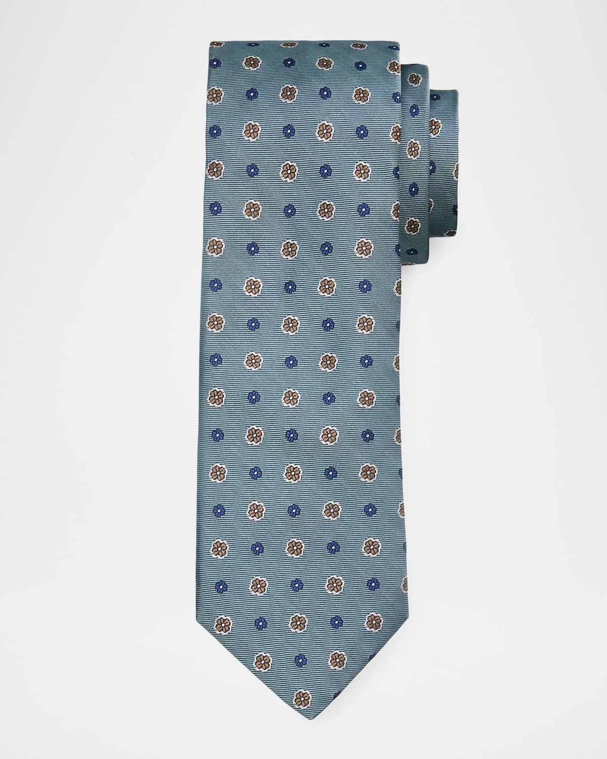 Men's Micro-Floral Jacquard Silk Tie - 1