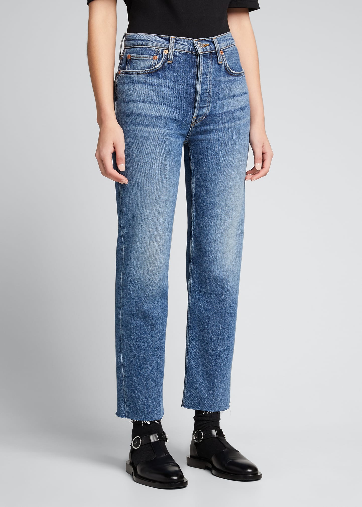 High-Rise Stovepipe Jeans with Raw-Edge Hem - 4