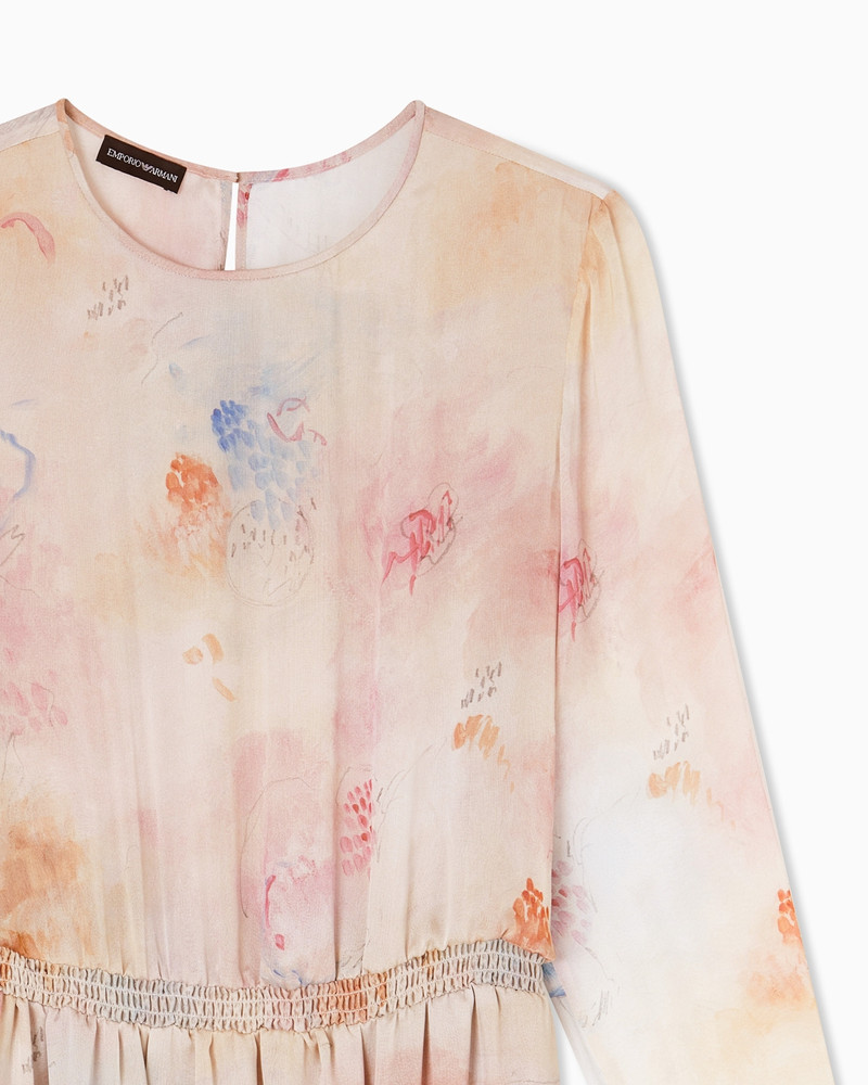 EMPORIO ARMANI BLOSSOM PRINT SILK CHIFFON DRESS outlook