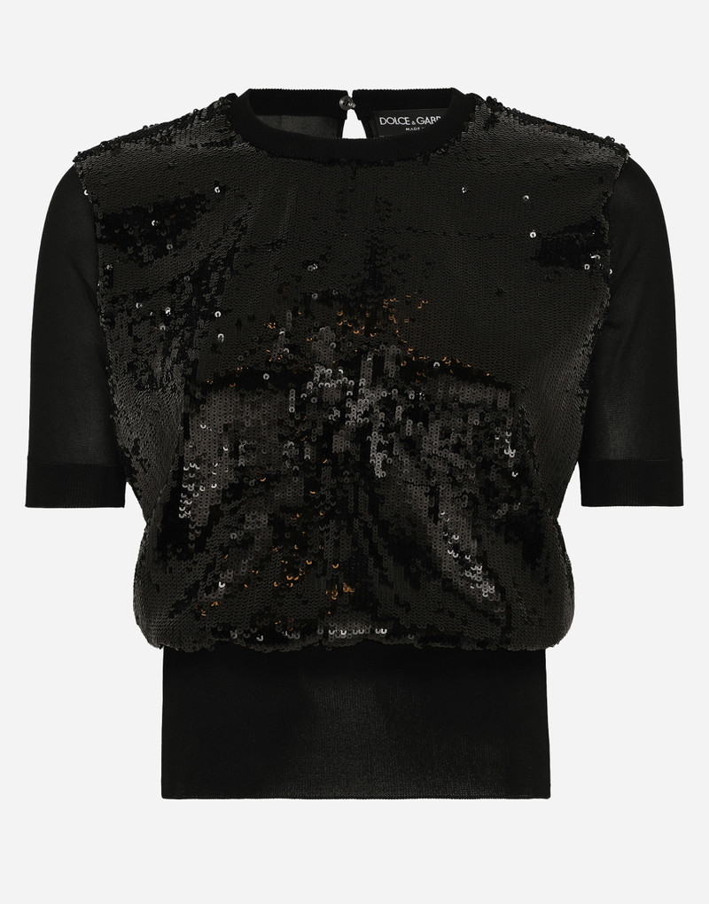 Short-sleeved top with sequin embellishment 1