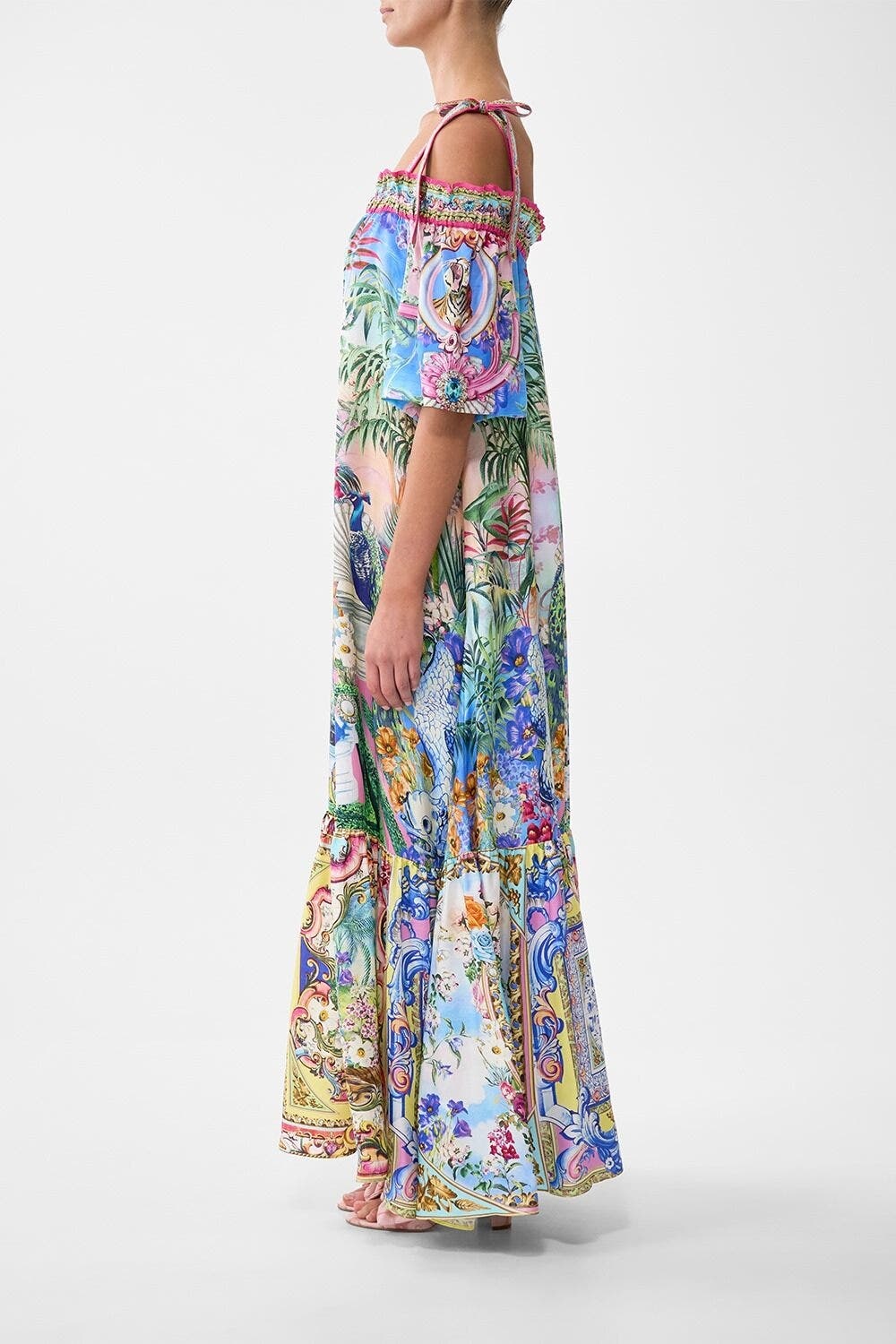 Camilla Long Off Shoulder Frill Dress With Straps Spirit Of Santa Maria at Nordstrom - 2
