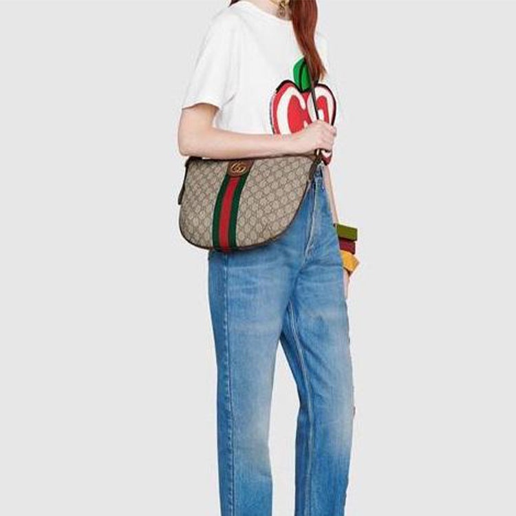 (WMNS) Gucci Ophidia Logo Stripe Webbing Canvas Shoulder Messenger Bag Small / Brown 598125-9IK3T-87 - 10