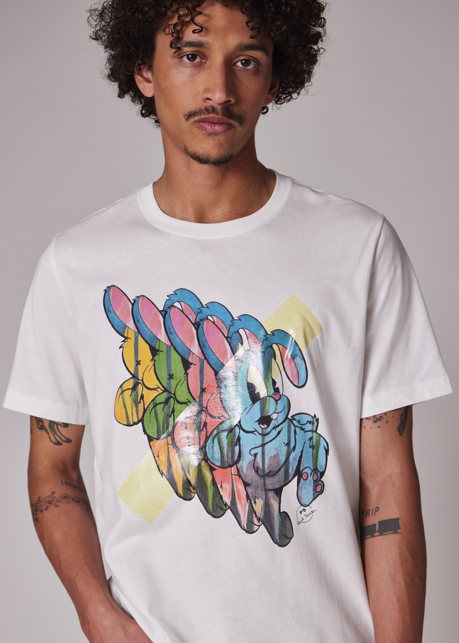White 'Bunny Repeat' Print T-Shirt - 3