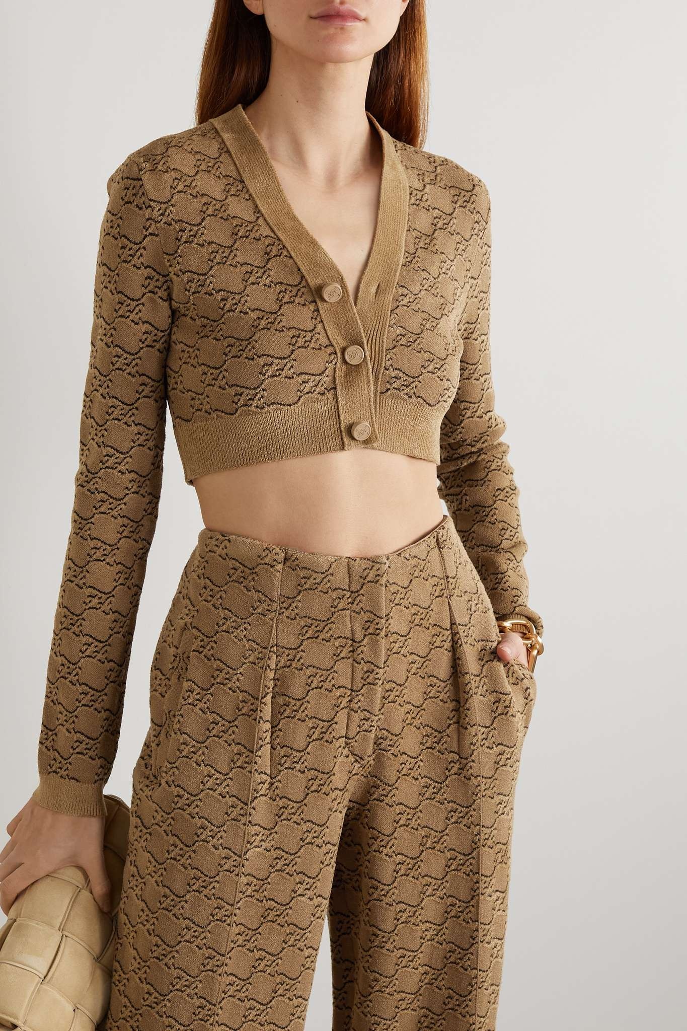 Cropped jacquard cardigan - 3