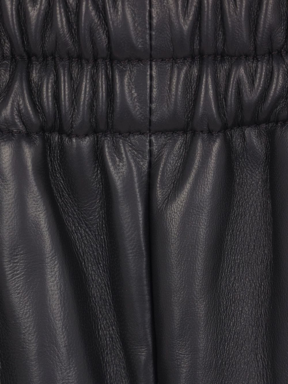 elasticated-waistband leather shorts - 4