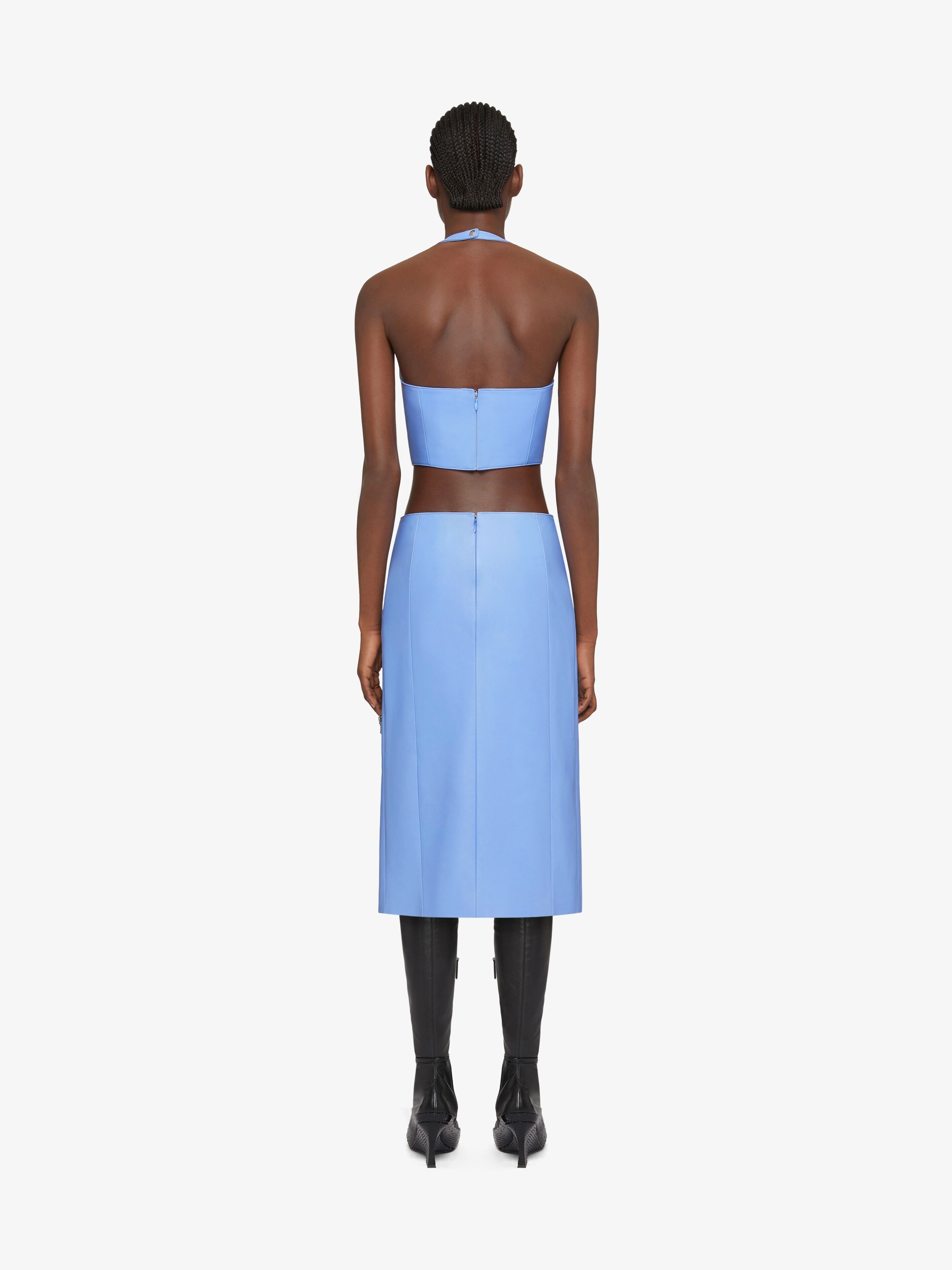 SKIRT IN LEATHER WITH EMBROIDERED STONES - 4