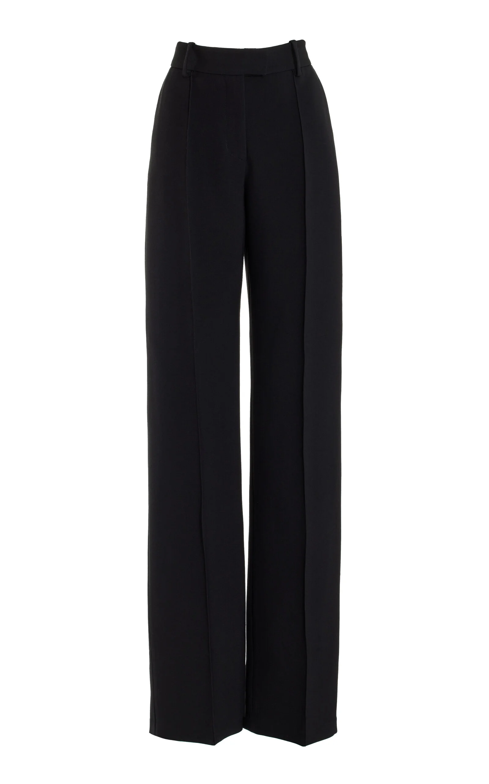 The Jax Wool-Silk Crepe Straight-Leg Pants black - 1