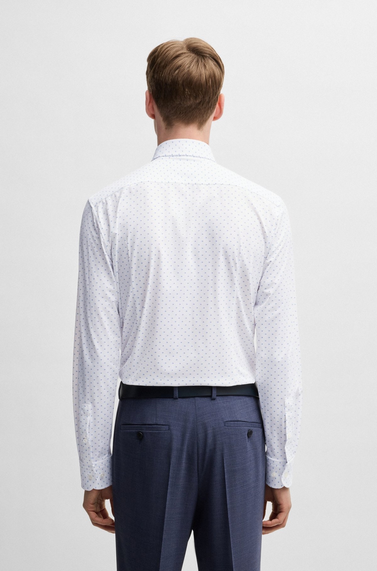 SLIM-FIT SHIRT IN GEOMETRIC-PRINT PERFORMANCE-STRETCH FABRIC - 5