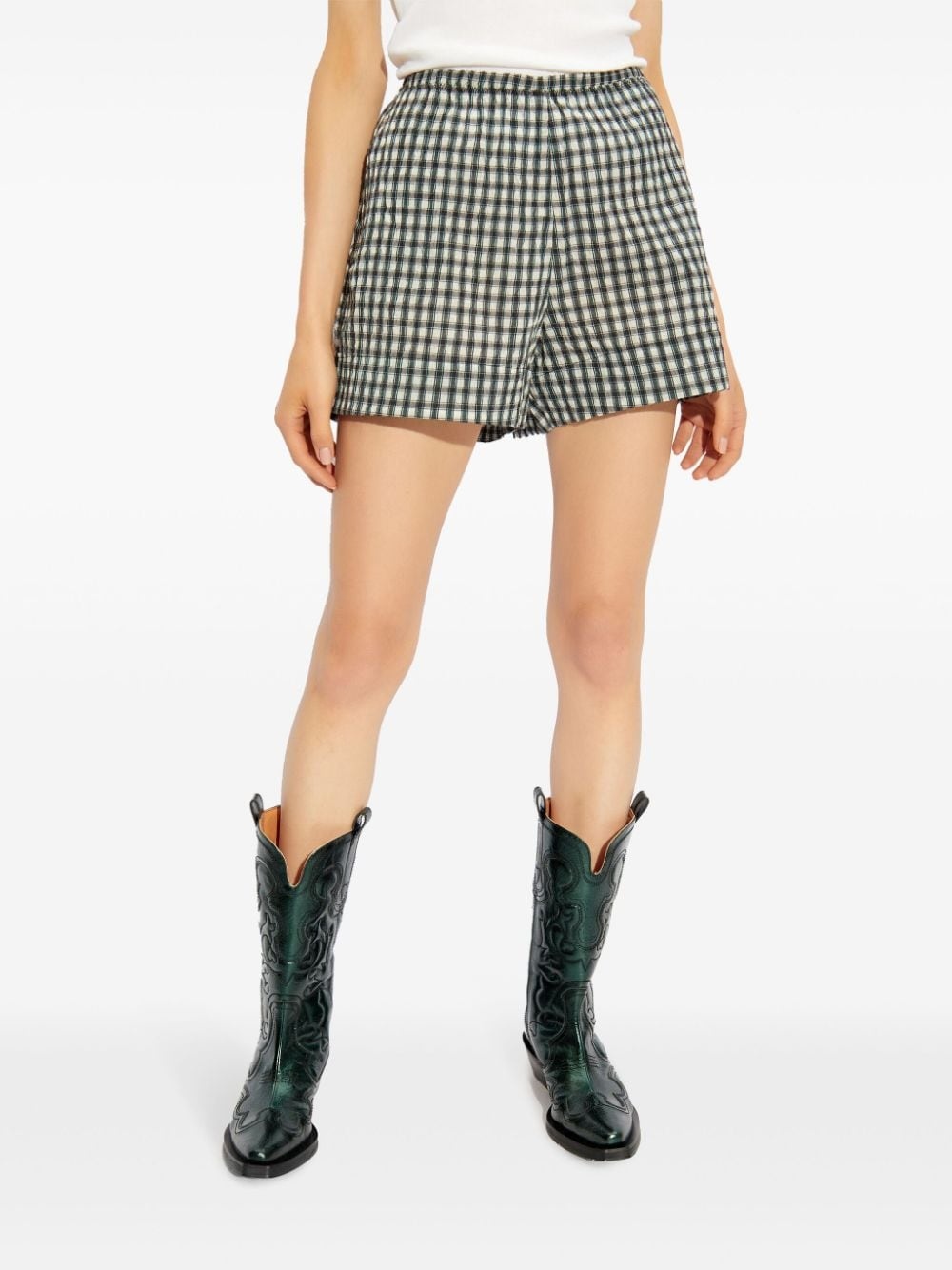 check-print shorts - 3