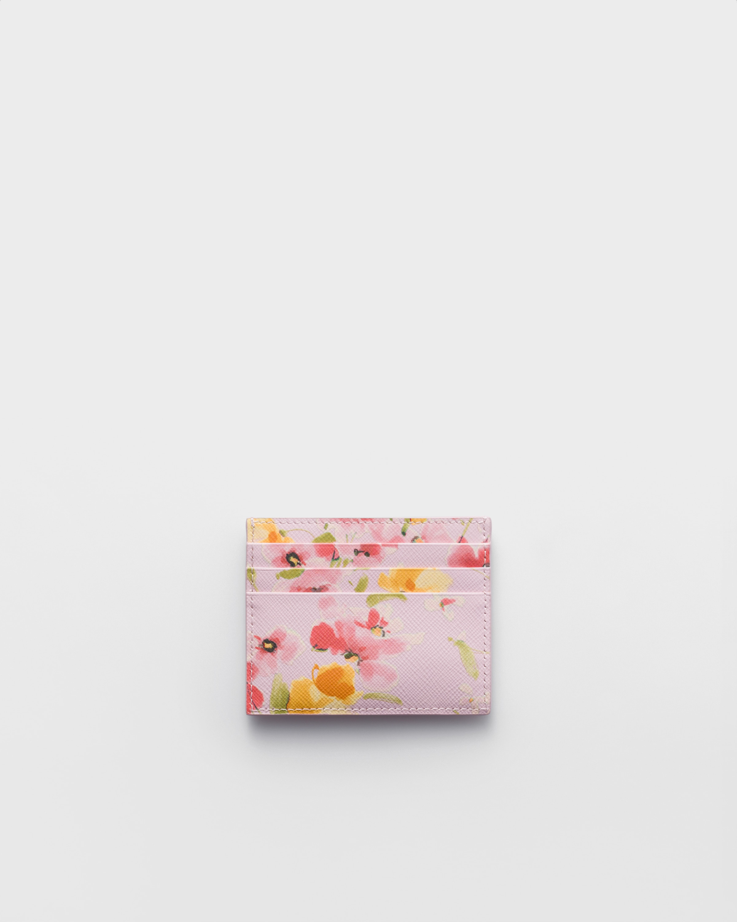 Floral-print Saffiano leather card holder - 3