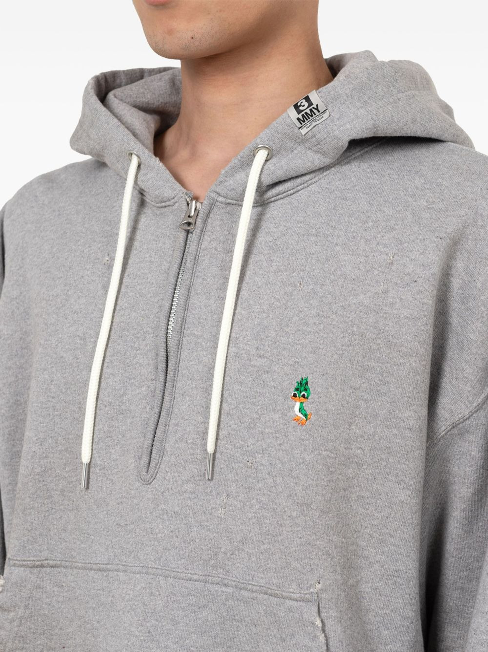 layered frayed hoodie - 4