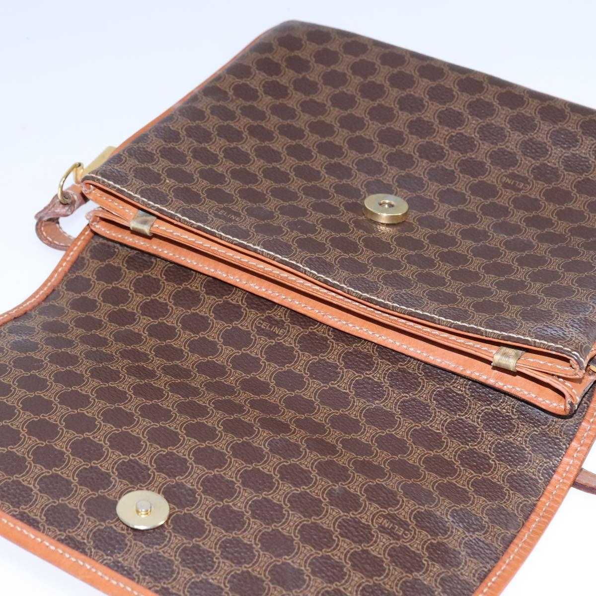 CELINE Macadam Canvas Shoulder Bag Pvc Leather Brown - 16