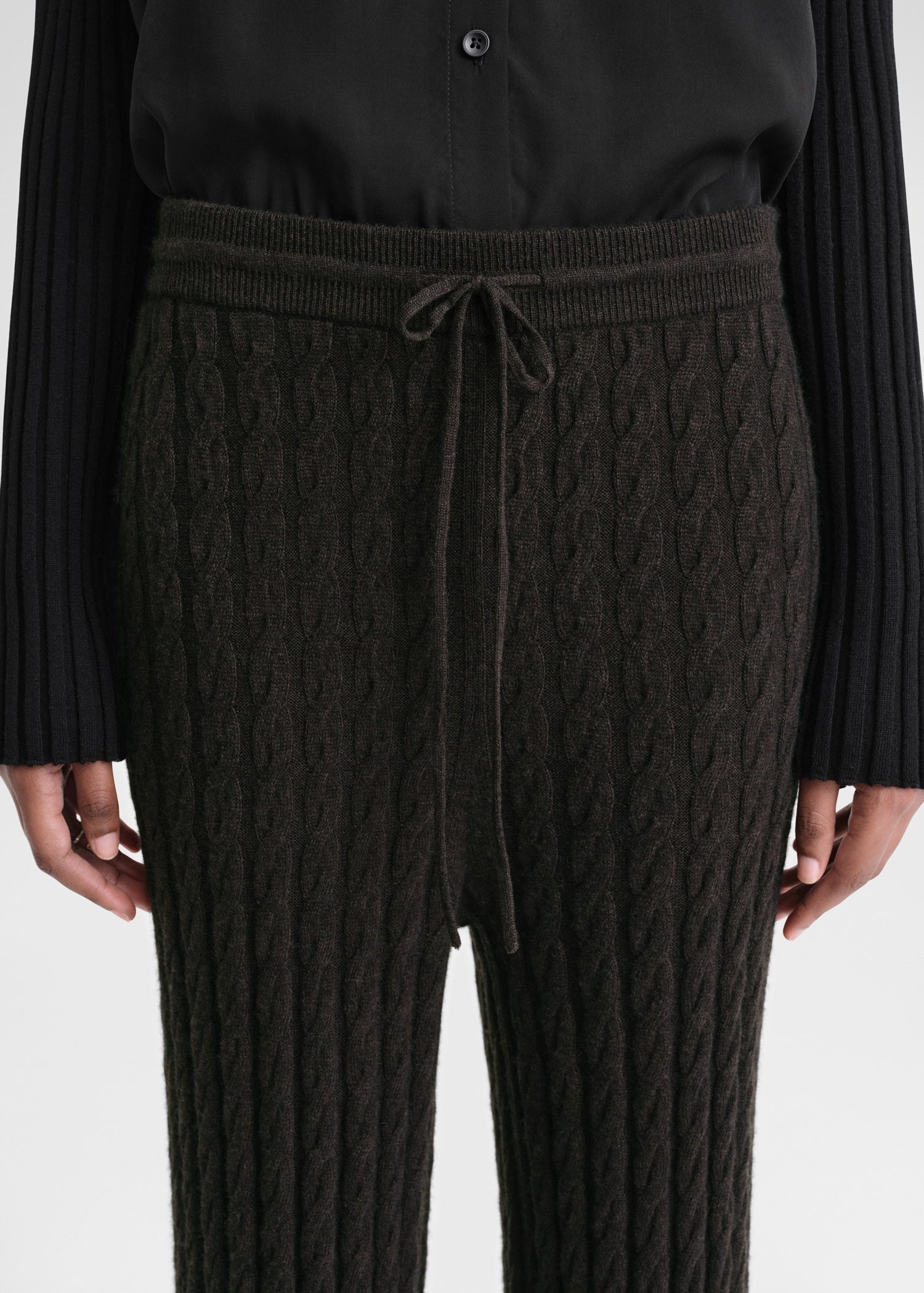 Cable knit trousers espresso - 5