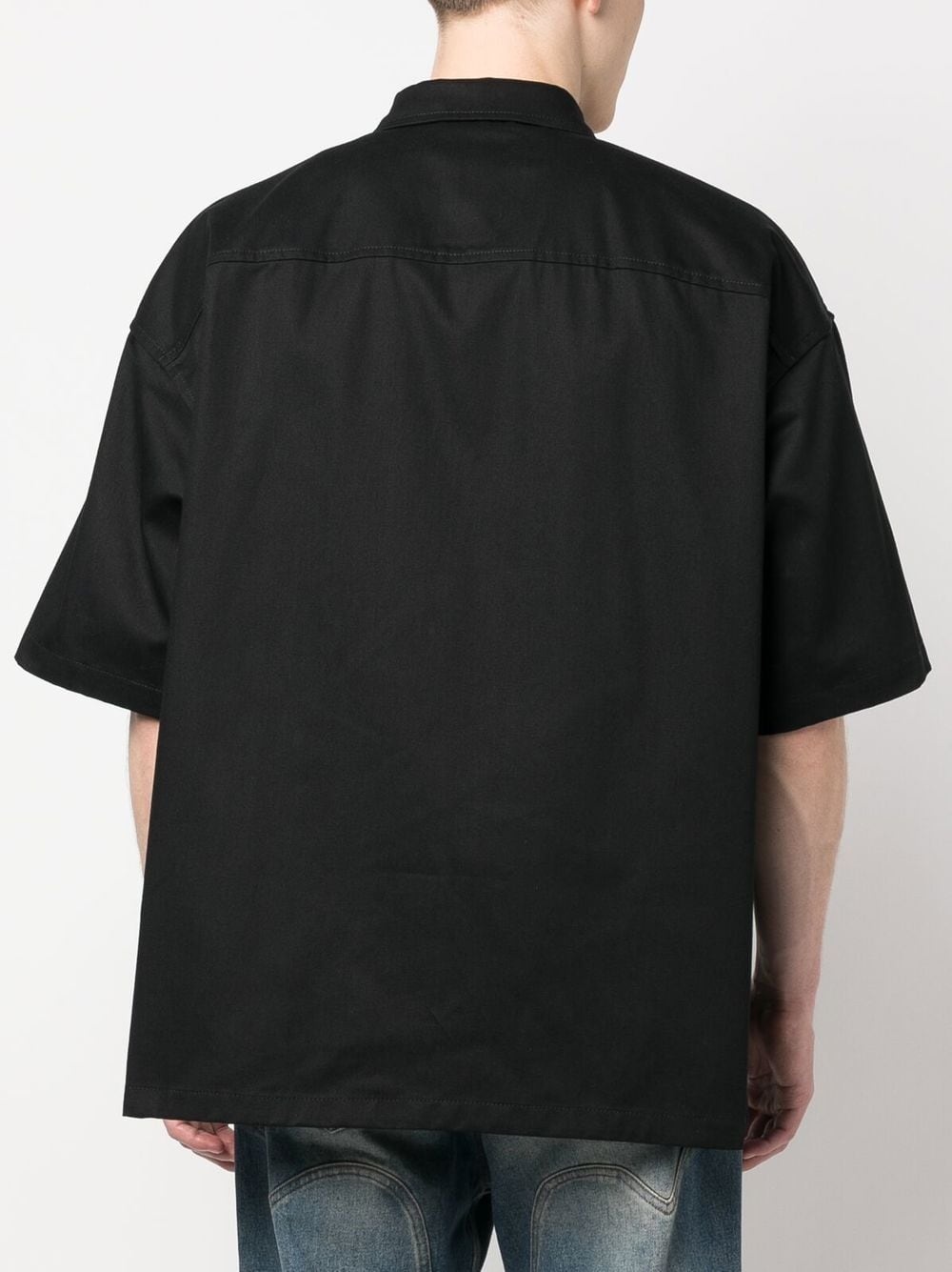 striped short-sleeve zipped shirt - 5