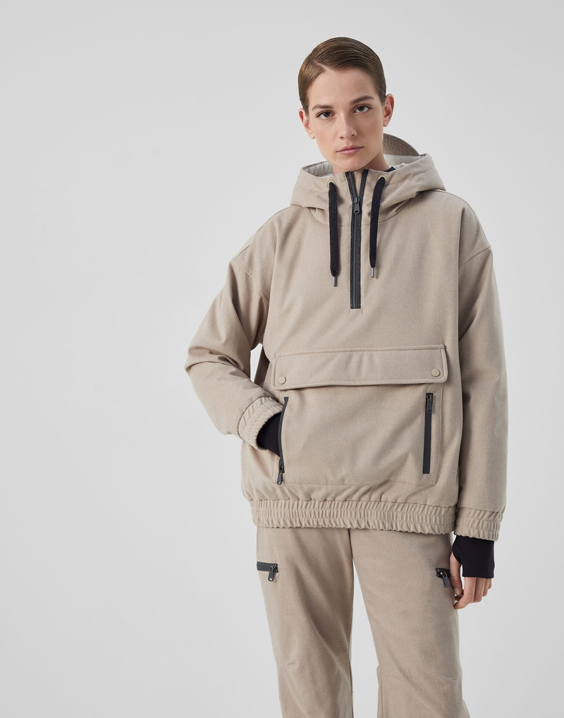 Bonded wool flannel mountain anorak with Thermore® padding and monili 1