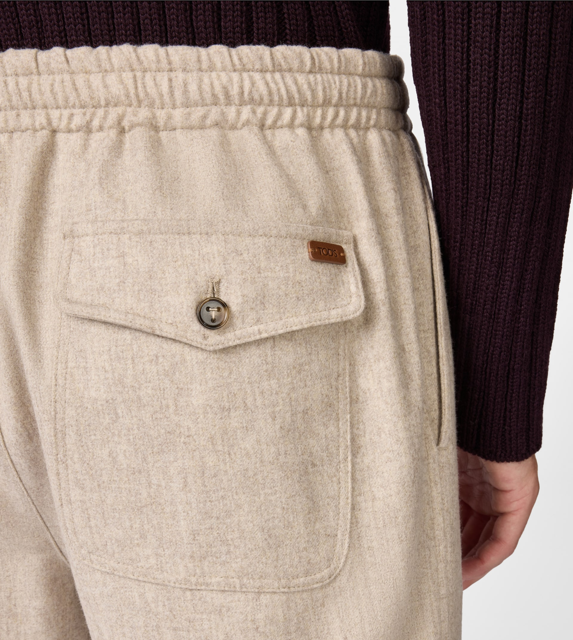 JOGGING PANTS IN CASHMERE BLEND JERSEY - BEIGE - 5