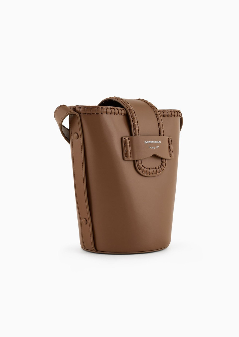 EMPORIO ARMANI Leather bucket shoulder bag with Icon strap outlook
