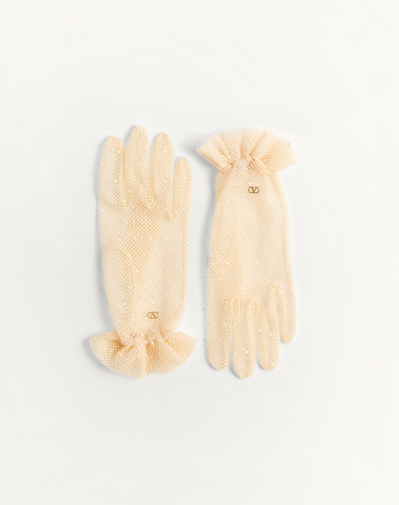 VLOGO SIGNATURE GLOVES IN COTTON AND TULLE - 1