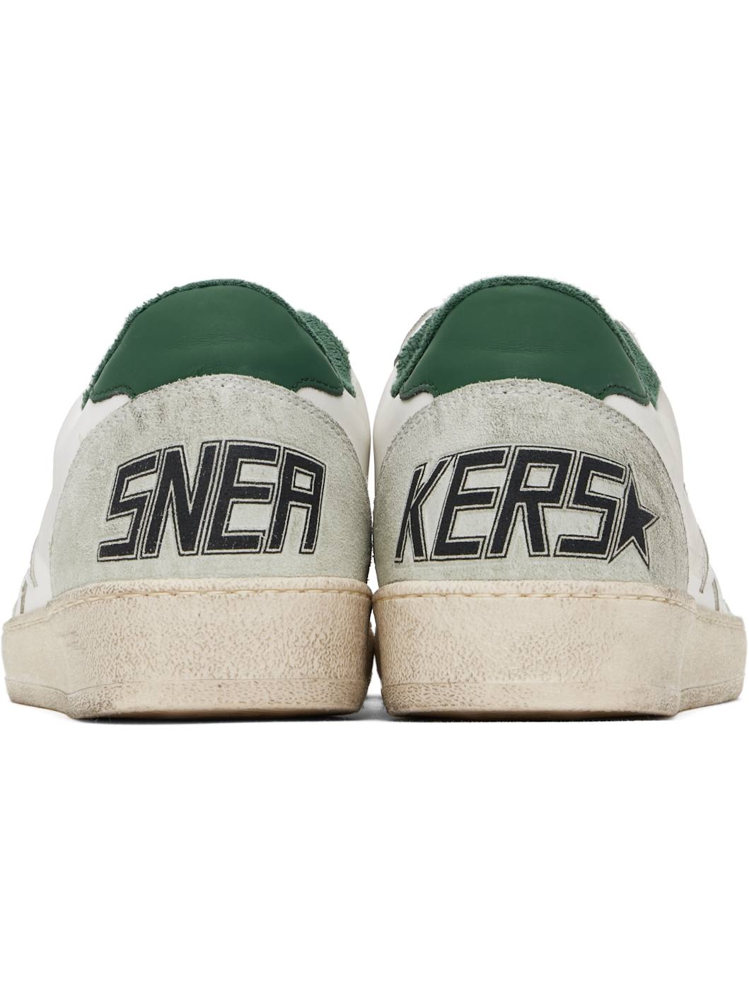 White & Green Ball Star Sneakers - 2