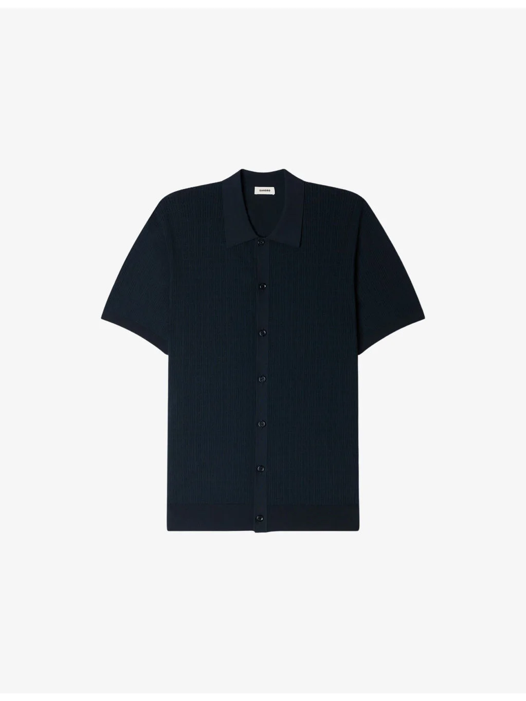Short-Sleeved Openwork Knitted Shirt - 1